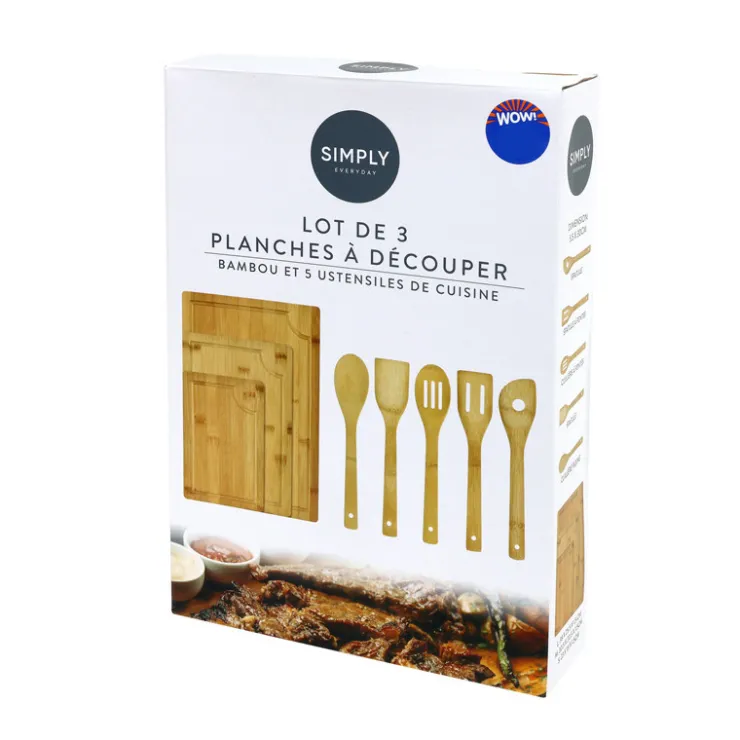 Clearance SIMPLY 5 ustensiles 3 planches