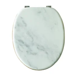 Hot ORGANIZED BATHROOM Abattant wc effet marbre blanc b