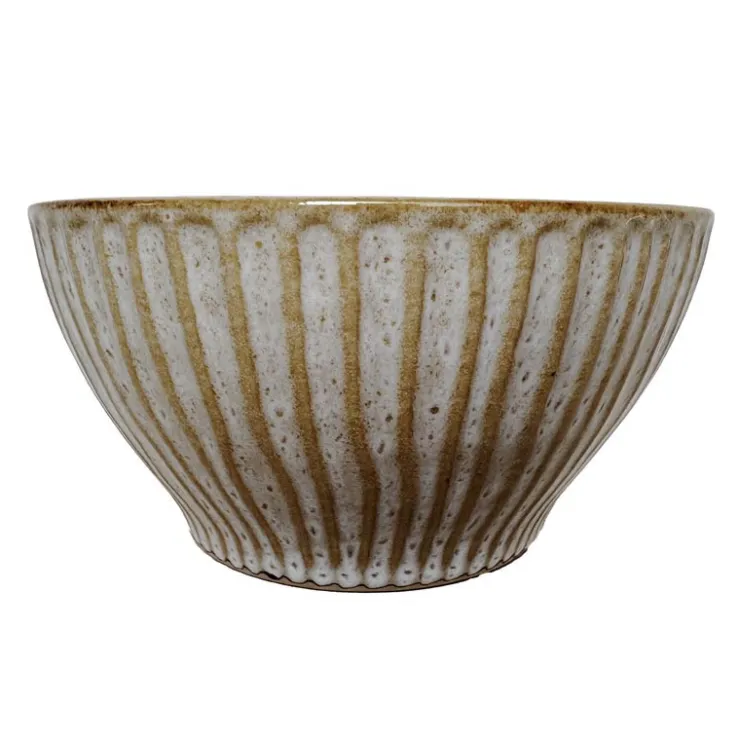 Outlet KITCHEN COLLECTION Bol strie marron d14.5cm