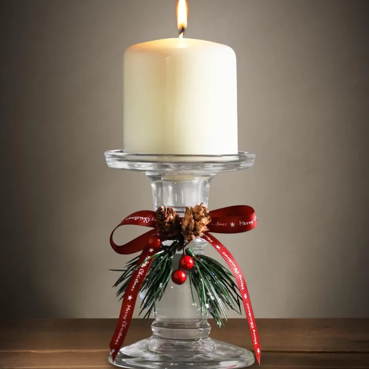 Outlet WOOD & BERRIES Bougeoir en verre decor noel