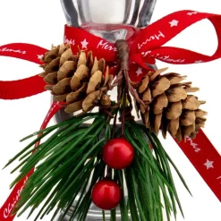 Outlet WOOD & BERRIES Bougeoir en verre decor noel