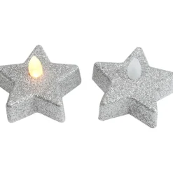 Outlet CHRISTMAS COLLECTION Bougies led etoiles x6 argent