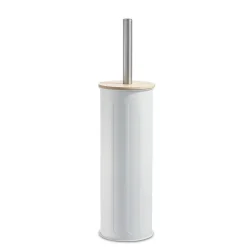 New BATHROOM COLLECTION Brosse wc blanc couvercle bambou