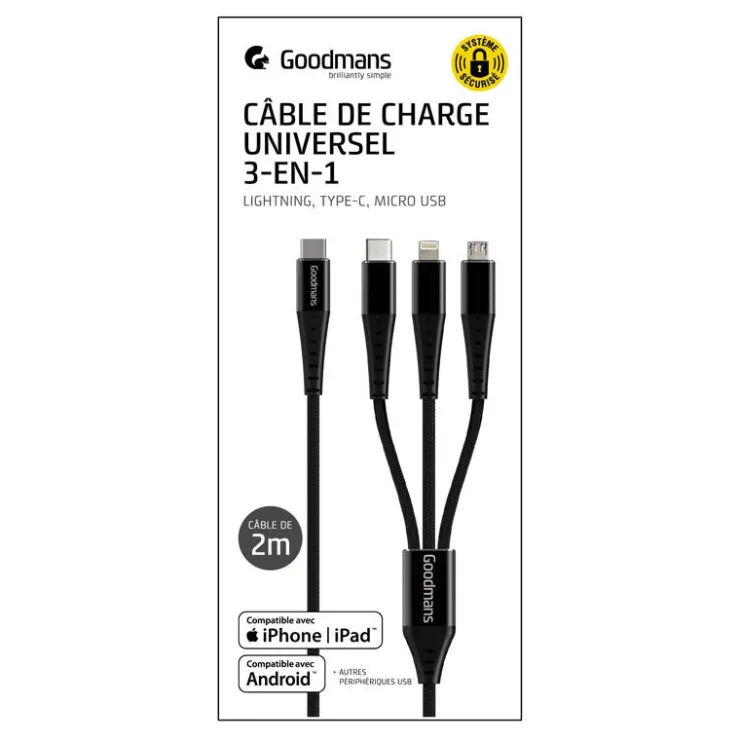 Cable type c 3 en 1 2 m