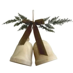 New Cloche en bois avec nAud et feui