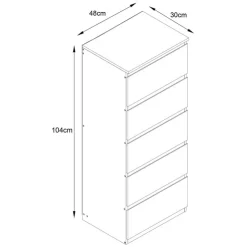 Online SIENNA Commode 5 tiroirs blanc mat