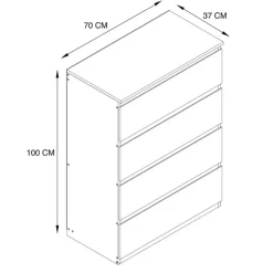 Outlet SIENNA Commode 4 tiroirs finition bois