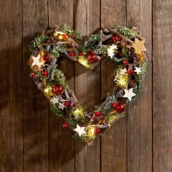 Couronne/etoile/coeur bois lum