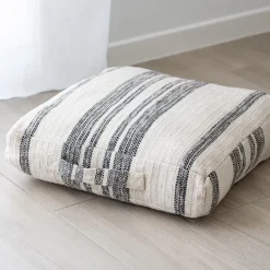 Discount JAPANDI Coussin de sol coton noir et bla