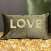 Outlet TROPICAL PARADISE Coussin love 50x30cm vert