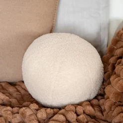 Clearance COSY SEASON Coussin rond bouclette beige d25