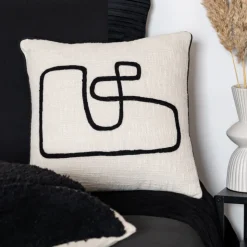 Discount JAPANDI Coussin sacha piping noir 45x45c