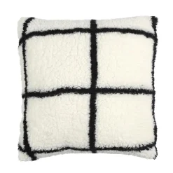 Outlet Coussin sherpa blanc carreaux no