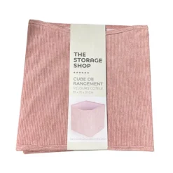 Hot THE STORAGE SHOP Cube rangement velours rose