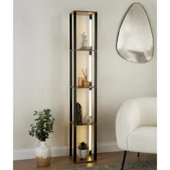 Best HOME COLLECTION Etagere lampe effet bois fonce /