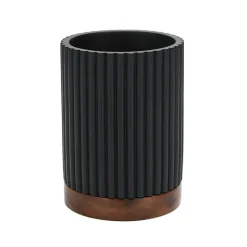 New BATHROOM COLLECTION Gobelet noir/bois