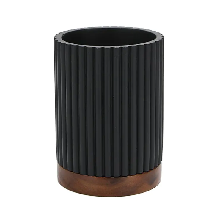 New BATHROOM COLLECTION Gobelet noir/bois