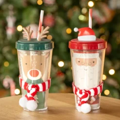 Sale Gobelet plastique avec paille et