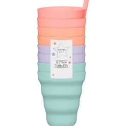 SIMPLY KIDS Gobelet+paille x8 rose/pastel