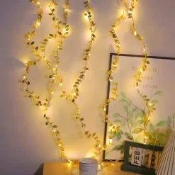 Sale LIGHTSTYLES Guirlande led feuilles or