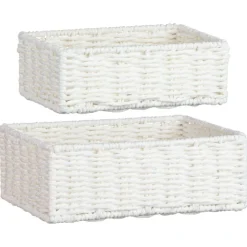 Hot THE STORAGE SHOP Lot 2 paniers tresses blanc