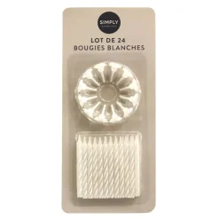 Outlet SIMPLY Lot de 24 bougies blanches