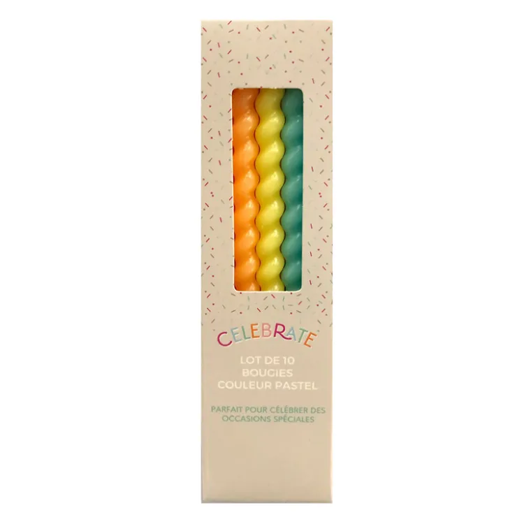 Discount CELEBRATE Lot de 10 bougies couleur pastel