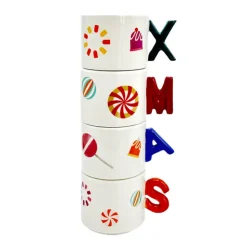 Outlet RAINBOW CHRISTMAS Lot de 4 mug de noel alphabet