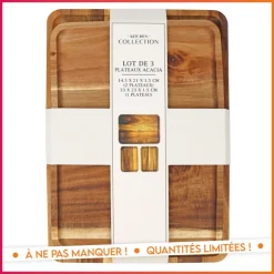 Clearance KITCHEN COLLECTION Lot de 3 plateaux en acacia