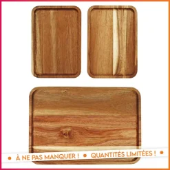 Clearance KITCHEN COLLECTION Lot de 3 plateaux en acacia