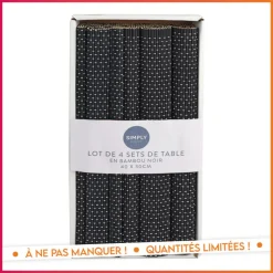 Best SIMPLY Lot de 4 sets de table bambou