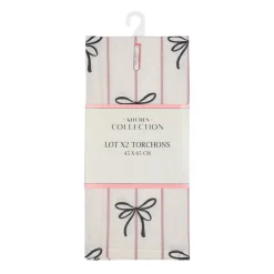 Online KITCHEN COLLECTION Lot de 2 tochons raye avec noeud