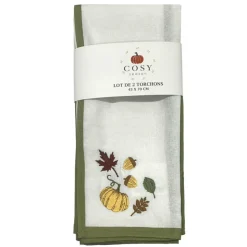 Best COSY SEASON Lot de 2 torchons feuille/sauge