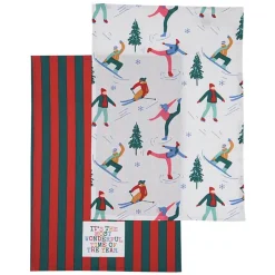 Discount RAINBOW CHRISTMAS Lot de 2 torchons motifs ski