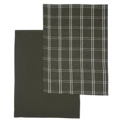 Discount KITCHEN COLLECTION Lot de 2 torchons noir carreaux