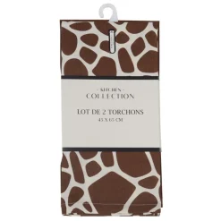 Discount KITCHEN COLLECTION Lot de deux torchons girafe