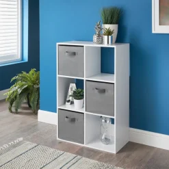 New SIMPLY Meuble 6 cubes blanc 3 panieres