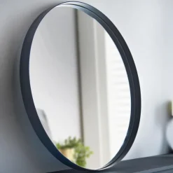 Sale JAPANDI Miroir rond metal noir