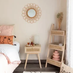 Online Miroir rotin fleur