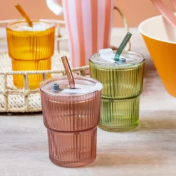 SIMPLY SUMMER Mug en verre avec paille 4 a