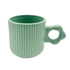 New KITCHEN COLLECTION Mug strie avec anse fleur sauge