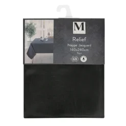 Nappe jacquard relief noir 140x2