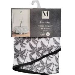 Sale Nappe polyester palmier blc/nr d