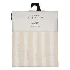 Clearance KITCHEN COLLECTION Nappe rayee beige et blanc