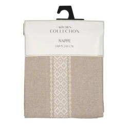 Discount KITCHEN COLLECTION Nappe taupe et motifs creme