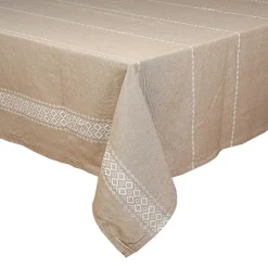 Discount KITCHEN COLLECTION Nappe taupe et motifs creme