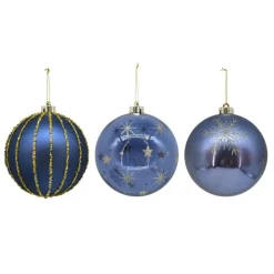 New Pack de 3 boules 15cm bleu nuit