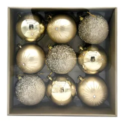 Sale Pack de 9 boules 10cm champagne