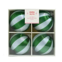 Pack de 4 boules 10cm strie rose