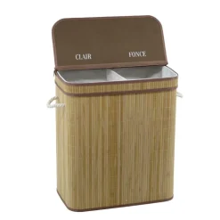 Best ORGANIZED LAUNDRY Paniere a linge bambou 2 bacs